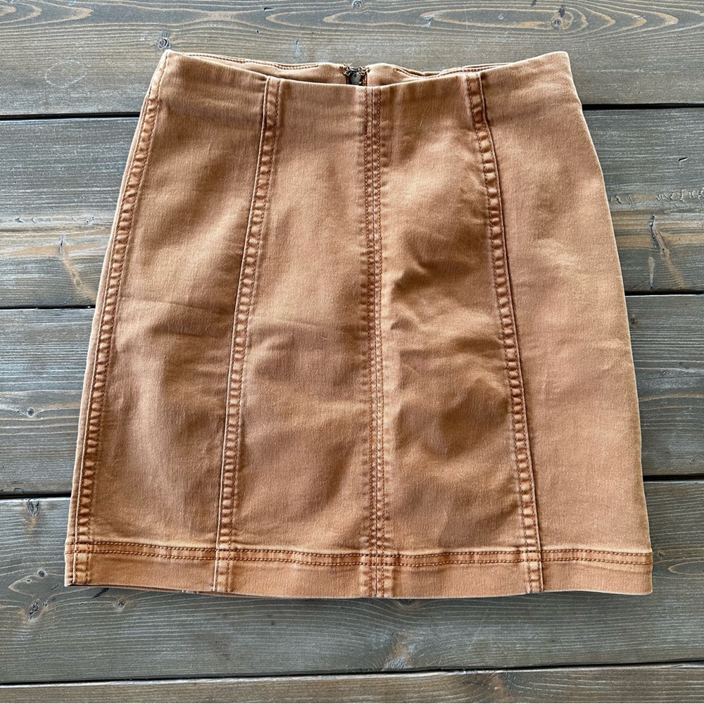 Free People stretch denim pencil mini skirt